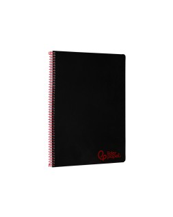 Cuaderno espiral liderpapel a4 wonder tapa plastico 80h 90gr cuadro 4mm con margen color negro