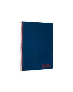 Cuaderno espiral liderpapel a4 wonder tapa plastico 80h 90gr cuadro 4mm con margen color azul marino
