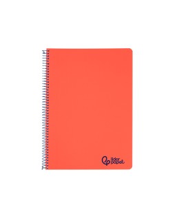 Cuaderno espiral liderpapel a4 wonder tapa plastico 80h 90gr cuadro 4mm con margen color rojo