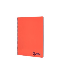 Cuaderno espiral liderpapel a4 wonder tapa plastico 80h 90gr cuadro 4mm con margen color rojo