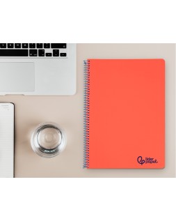 Cuaderno espiral liderpapel a4 wonder tapa plastico 80h 90gr cuadro 4mm con margen color rojo