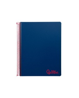 Cuaderno espiral liderpapel a5 micro wonder tapa plastico 120h 90gr cuadro 5mm 5 bandas 6 taladros color azul marino