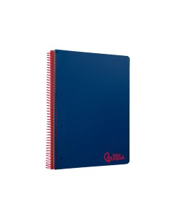 Cuaderno espiral liderpapel a5 micro wonder tapa plastico 120h 90gr cuadro 5mm 5 bandas 6 taladros color azul marino