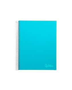 Cuaderno espiral liderpapel a4 micro jolly tapa forrada 140h 75gr cuadro 5mm 5 bandas 4 taladros color celeste