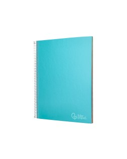 Cuaderno espiral liderpapel a4 micro jolly tapa forrada 140h 75gr cuadro 5mm 5 bandas 4 taladros color celeste