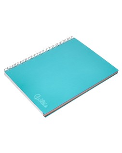 Cuaderno espiral liderpapel a4 micro jolly tapa forrada 140h 75gr cuadro 5mm 5 bandas 4 taladros color celeste