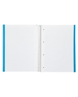 Cuaderno espiral liderpapel a4 micro jolly tapa forrada 140h 75gr cuadro 5mm 5 bandas 4 taladros color celeste