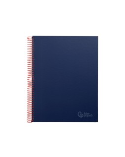 Cuaderno espiral liderpapel a4 micro jolly tapa forrada 140h 75gr cuadro 5mm 5 bandas 4 taladros color azul