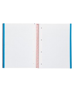 Cuaderno espiral liderpapel a4 micro jolly tapa forrada 140h 75gr cuadro 5mm 5 bandas 4 taladros color azul