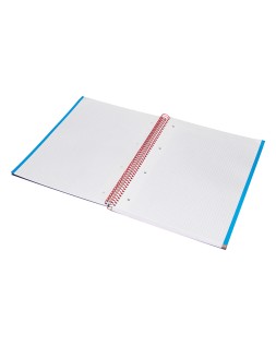 Cuaderno espiral liderpapel a4 micro jolly tapa forrada 140h 75gr cuadro 5mm 5 bandas 4 taladros color azul