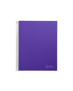 Cuaderno espiral liderpapel a4 micro jolly tapa forrada 140h 75gr cuadro 5mm 5 bandas 4 taladros color lila