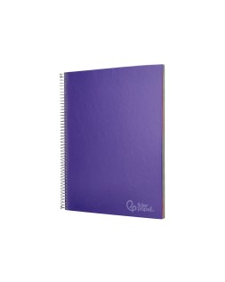 Cuaderno espiral liderpapel a4 micro jolly tapa forrada 140h 75gr cuadro 5mm 5 bandas 4 taladros color lila