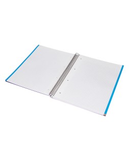 Cuaderno espiral liderpapel a4 micro jolly tapa forrada 140h 75gr cuadro 5mm 5 bandas 4 taladros color lila
