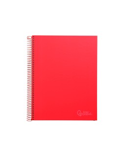 Cuaderno espiral liderpapel a4 micro jolly tapa forrada 140h 75gr cuadro 5mm 5 bandas 4 taladros color rojo