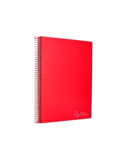 Cuaderno espiral liderpapel a4 micro jolly tapa forrada 140h 75gr cuadro 5mm 5 bandas 4 taladros color rojo
