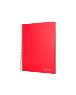 Cuaderno espiral liderpapel a4 micro jolly tapa forrada 140h 75gr cuadro 5mm 5 bandas 4 taladros color rojo