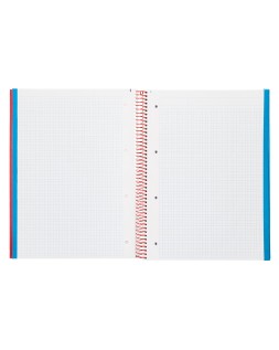 Cuaderno espiral liderpapel a4 micro jolly tapa forrada 140h 75gr cuadro 5mm 5 bandas 4 taladros color rojo
