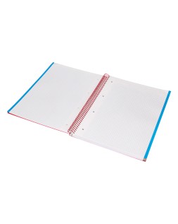 Cuaderno espiral liderpapel a4 micro jolly tapa forrada 140h 75gr cuadro 5mm 5 bandas 4 taladros color rojo