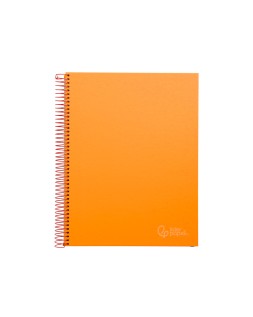 Cuaderno espiral liderpapel a4 micro jolly tapa forrada 140h 75gr cuadro 5mm 5 bandas 4 taladros color naranja