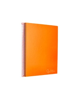 Cuaderno espiral liderpapel a4 micro jolly tapa forrada 140h 75gr cuadro 5mm 5 bandas 4 taladros color naranja