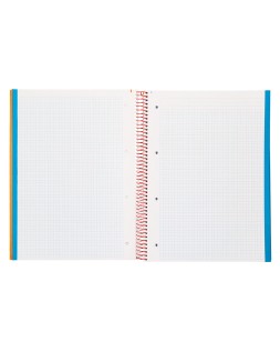 Cuaderno espiral liderpapel a4 micro jolly tapa forrada 140h 75gr cuadro 5mm 5 bandas 4 taladros color naranja
