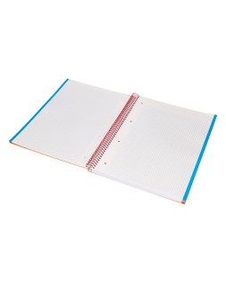 Cuaderno espiral liderpapel a4 micro jolly tapa forrada 140h 75gr cuadro 5mm 5 bandas 4 taladros color naranja