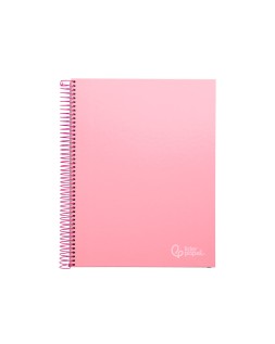 Cuaderno espiral liderpapel a4 micro jolly tapa forrada 140h 75gr cuadro 5mm 5 bandas 4 taladros color rosa