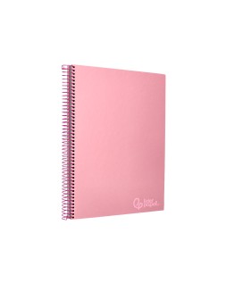 Cuaderno espiral liderpapel a4 micro jolly tapa forrada 140h 75gr cuadro 5mm 5 bandas 4 taladros color rosa