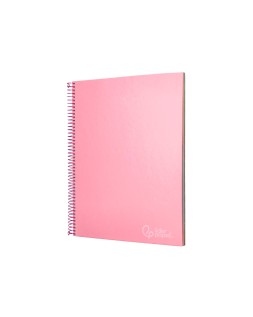 Cuaderno espiral liderpapel a4 micro jolly tapa forrada 140h 75gr cuadro 5mm 5 bandas 4 taladros color rosa
