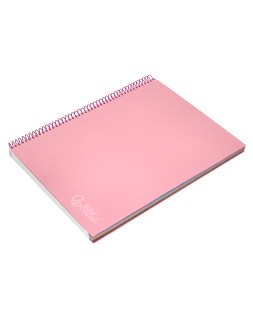 Cuaderno espiral liderpapel a4 micro jolly tapa forrada 140h 75gr cuadro 5mm 5 bandas 4 taladros color rosa
