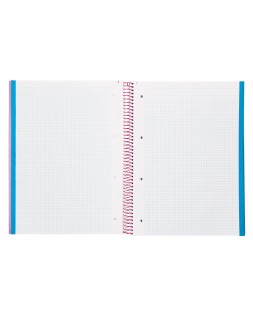 Cuaderno espiral liderpapel a4 micro jolly tapa forrada 140h 75gr cuadro 5mm 5 bandas 4 taladros color rosa
