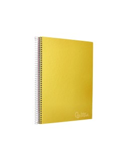 Cuaderno espiral liderpapel a4 micro jolly tapa forrada 140h 75gr cuadro 5mm 5 bandas 4 taladros color amarillo