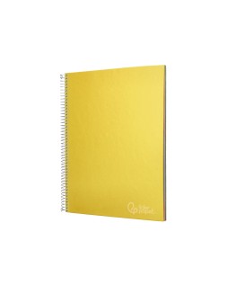 Cuaderno espiral liderpapel a4 micro jolly tapa forrada 140h 75gr cuadro 5mm 5 bandas 4 taladros color amarillo
