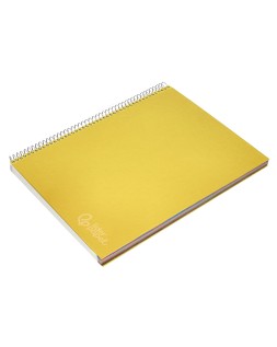 Cuaderno espiral liderpapel a4 micro jolly tapa forrada 140h 75gr cuadro 5mm 5 bandas 4 taladros color amarillo