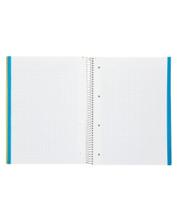 Cuaderno espiral liderpapel a4 micro jolly tapa forrada 140h 75gr cuadro 5mm 5 bandas 4 taladros color amarillo