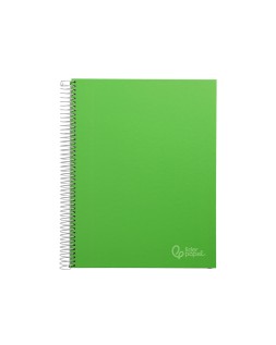 Cuaderno espiral liderpapel a4 micro jolly tapa forrada 140h 75gr cuadro 5mm 5 bandas 4 taladros color verde
