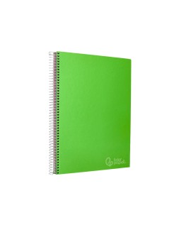 Cuaderno espiral liderpapel a4 micro jolly tapa forrada 140h 75gr cuadro 5mm 5 bandas 4 taladros color verde