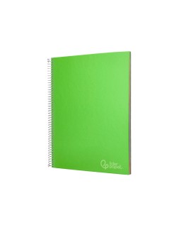 Cuaderno espiral liderpapel a4 micro jolly tapa forrada 140h 75gr cuadro 5mm 5 bandas 4 taladros color verde