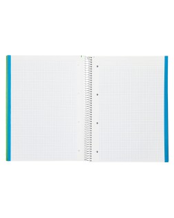Cuaderno espiral liderpapel a4 micro jolly tapa forrada 140h 75gr cuadro 5mm 5 bandas 4 taladros color verde
