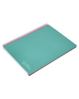 Cuaderno espiral liderpapel a4 micro jolly tapa forrada 140h 75gr cuadro 5mm 5 bandas 4 taladros color turquesa