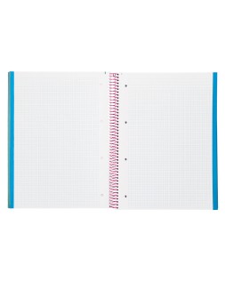 Cuaderno espiral liderpapel a4 micro jolly tapa forrada 140h 75gr cuadro 5mm 5 bandas 4 taladros color turquesa