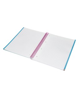 Cuaderno espiral liderpapel a4 micro jolly tapa forrada 140h 75gr cuadro 5mm 5 bandas 4 taladros color turquesa