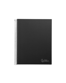 Cuaderno espiral liderpapel a4 micro jolly tapa forrada 140h 75gr cuadro 5mm 5 bandas 4 taladros color negro