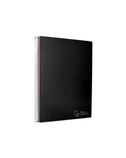 Cuaderno espiral liderpapel a4 micro jolly tapa forrada 140h 75gr cuadro 5mm 5 bandas 4 taladros color negro