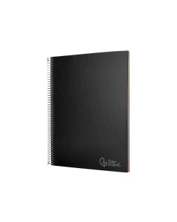 Cuaderno espiral liderpapel a4 micro jolly tapa forrada 140h 75gr cuadro 5mm 5 bandas 4 taladros color negro