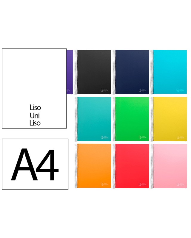 Cuaderno espiral liderpapel a4 micro jolly tapa forrada 140h 75gr liso 5 bandas 4 taladros colores surtidos