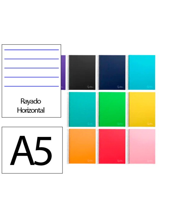 Cuaderno espiral liderpapel a5 micro jolly tapa forrada 140h 75gr horizontal 5 bandas 6 taladros colores surtidos