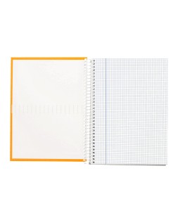 Cuaderno espiral liderpapel a4 crafty tapa forrada 80h 90gr cuadro 4mm con margen color naranja