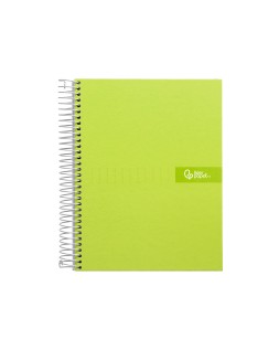 Cuaderno espiral liderpapel a4 crafty tapa forrada 80h 90gr cuadro 4mm con margen color verde