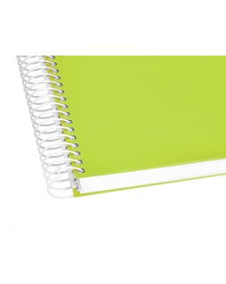 Cuaderno espiral liderpapel a4 crafty tapa forrada 80h 90gr cuadro 4mm con margen color verde